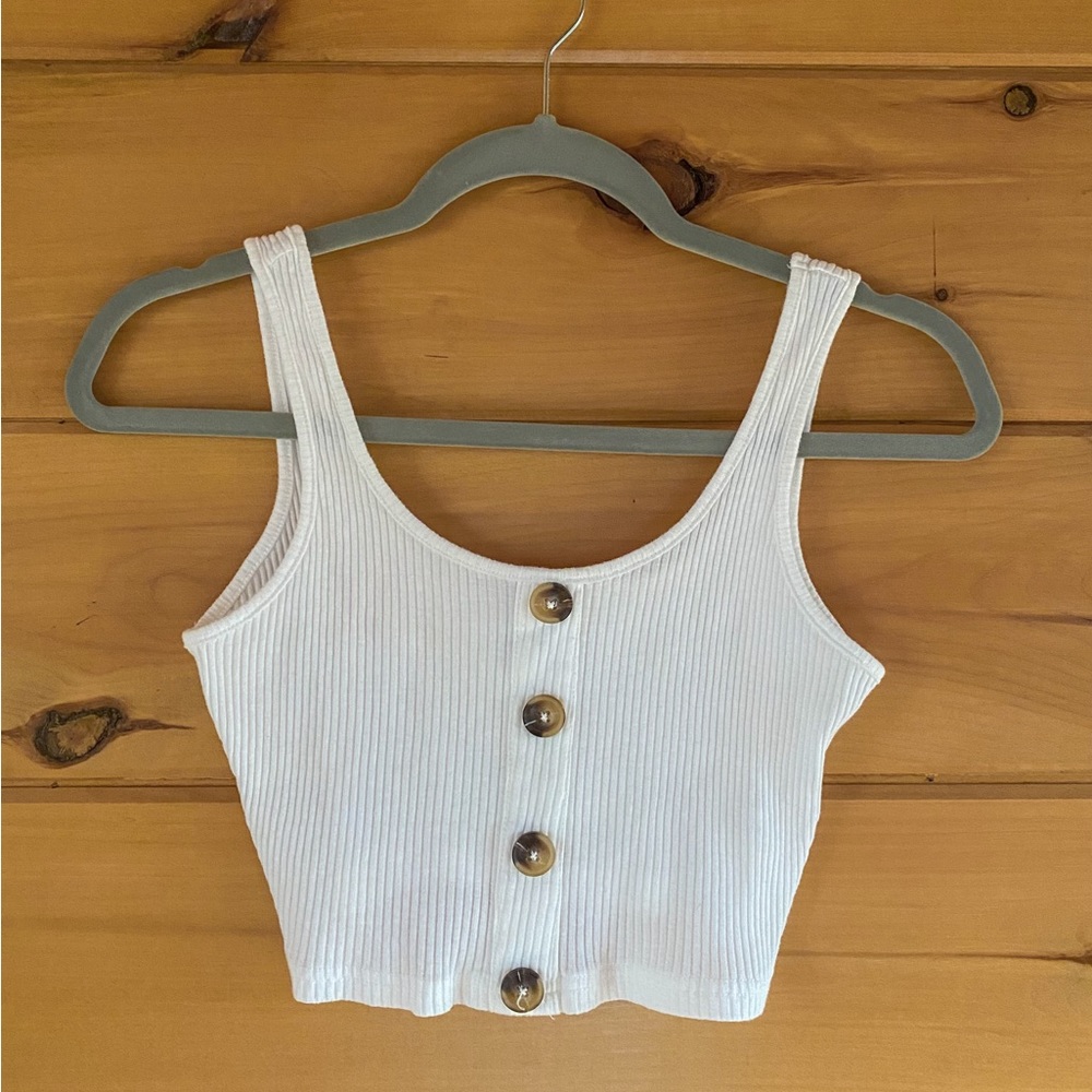 White button down cropped top cami